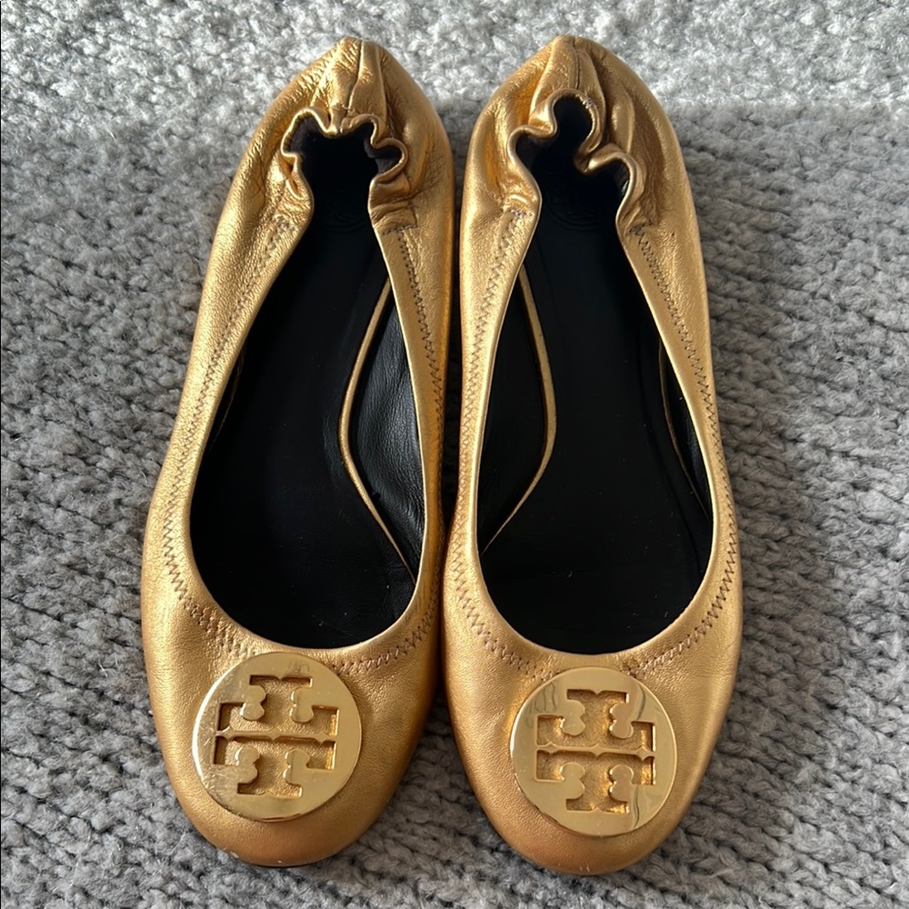 Tory Burch Gold Ballet Flats